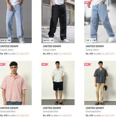 Myntra : Upto 86% OFF - United Denim Clothings | For Mens 
