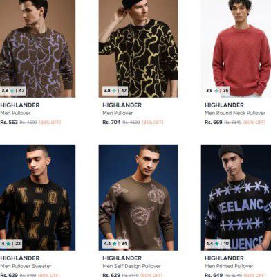 Myntra : Upto 88% OFF - Highlander Sweaters | For Mens