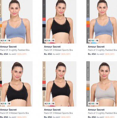 Myntra : Upto 90% OFF - Amour Secret Bra For Womens