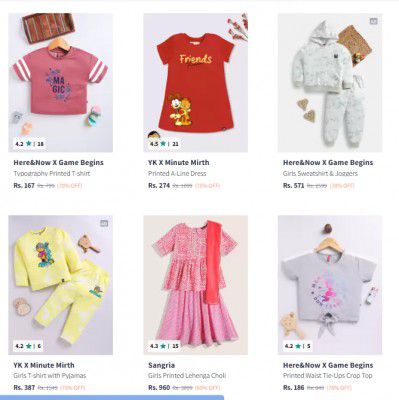 Myntra : Upto 90% Off On Girl's Clothing + Extra 20% Off.