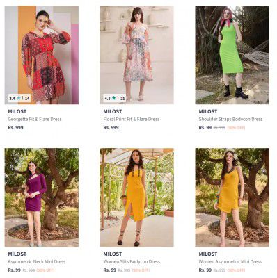 Myntra : Upto 90% Off On Milost Womens Dresses Starts At Rs 99