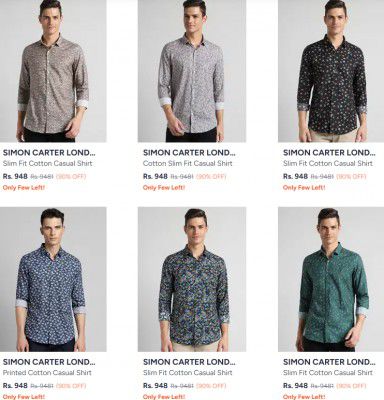 Myntra : Upto 90% OFF - Simon Carter London Shirts | For Mens