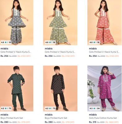 Myntra : Upto 93% OFF - Misbis Kurta Sets | Starts At Rs.254