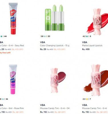 Myntra : Upto 94% OFF - Vba Lipstick | Starts At Rs.29