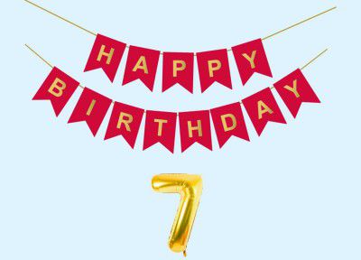 Mystic Toy Store 7th Happy Birthday Decoration Kit Red for 7 year Old Boys Girls Kids 