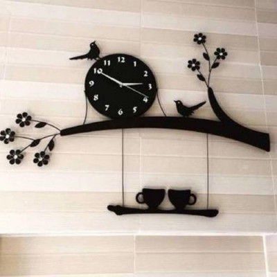 Mysticoal Analog 30 cm X 30 cm Wall Clock  (Black, Without Glass, Standard)