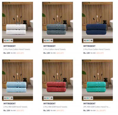 MYTRIDENT Hand Towels Starting Rs.139