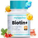 myUpchar ayurveda Biotin+ for Hair Growth | Supplement For Strong & Thick Hair | With Vitamin C, Green tea, Rosehip Extracts, Nicotinamide, Iron & Zinc -60 Veg Tablets...