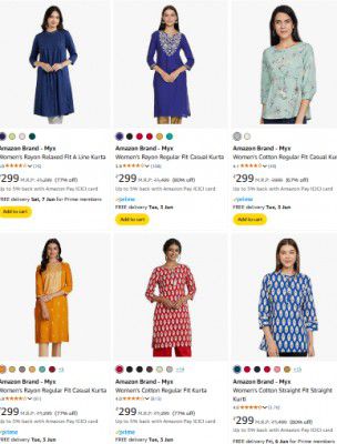 Myx Women Kurti Starts From Rs 299