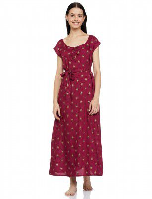 Myx Women's Maxi Casual Loose Rayon Relaxed Fit Nightdress