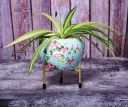N.A Supplier Designer Iron Plant Pot with Rust Free Metal Stand - Beautiful Floral DesignPlanters, Home décor Planters (Aqua), 1 Piece...