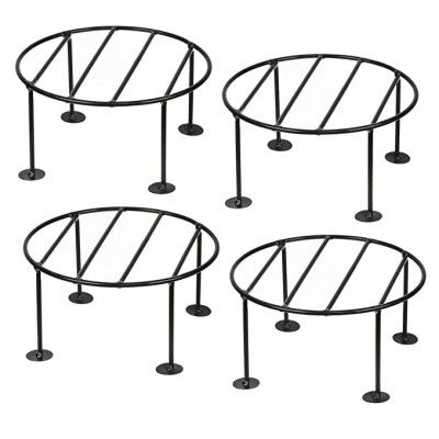 N.A Supplier Iron Indoor/Outdoor Flowerpot/Plant Stand for Home Garden Balcony, Living Room Décor (Black, Pack of 4)