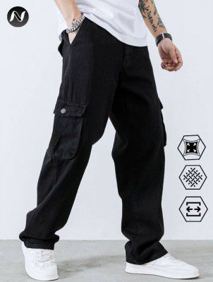 N Club  Men Relaxed Fit Mid Rise Black Jeans