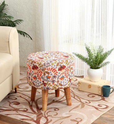 NACIA Printed Ottoman Stool for Living Room Decoration Furniture Ottoman Wooden Pouffes