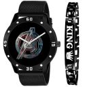 Nakoda Analog Black Dial- Pu Strap & Black King Bracelet...
