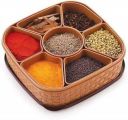 Nakoda Woven Sq Titan Plastic Masala Box (Dabba) - 7 Sections, 700 Ml, Assorted Colour (Multicolour), 1 Piece...