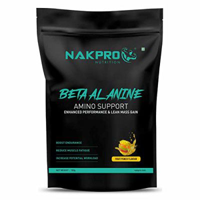 Nakpro Beta Alanine Supplement Powder| Muscle Building Amino Acid, Faster Recovery, Reduce Fatigue & Build Endurance, Pre Workout supplement for Men & Women -100g FruitPunch, (33 Servings)