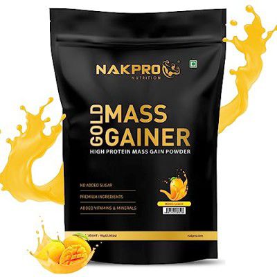 Nakpro Gold Mass Gainer Powder 1 Kg, Mango| Lean Muscle Whey Protein Mass Gainer | 21g Protein, 68g Carb, 372 Calories Per Scoop