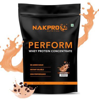 NAKPRO Perform Whey Protein Concentrate | 24g Protein, 5.3g BCAA per Serving | Muscle Recovery Workout Drink, Lean Muscle Growth (500g, Coffee)