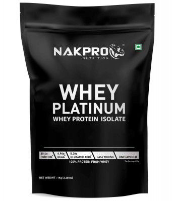 Nakpro Platinum 100% Whey Protein Isolate 30.4g Protein - 1 Kg Unflavoured - (30 Servings) 