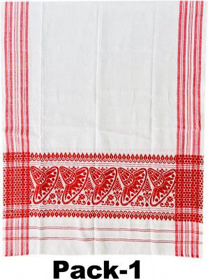 Namal Poly Cotton Embroidered Men, Women Shawl (Red, White)