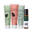 Namyaa Intimate Travel Hygiene Kit | Combo Pack of Intimate Wash, Menstrual Cup Wash, Super Hydrating Fragrance Body Cream & Period Cramp Roll On | Perfect for Period Pain & Hygiene | 100g...