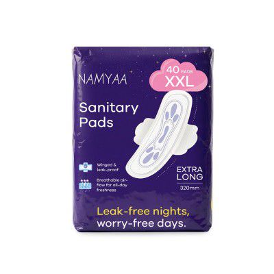 Namyaa Sanitary Pads XXL 320mm – Breathable, Rash-Free Comfort (40 Pads)