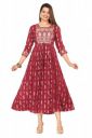 NANAK FEB Women's Embroidered Printed Rayon Long Kurti for Regular Wear Girls Flared Kurta...
