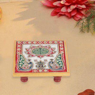 nantan Handicrafts Painted Marble Chowki 