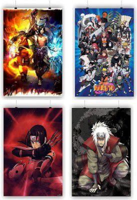 Naruto Anime Poster Combo – Set of 4 Unframed Wall Art Prints (9x12 Inch) 