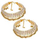 Narya Traditional Charms Ghungroo Non-Precious Metal Gold Plated & Alloy Anklet for Women & Girls Combo of 2 Pair (Multi)...