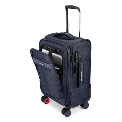 Nasher Miles Berlin Expander Soft-Sided Polyester Cabin Luggage 20 inch | 55cm | 8 Wheels Small Trolley Bag (Navy Blue)