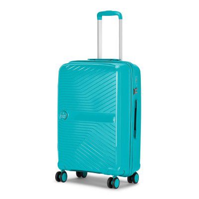 Nasher Miles Bruges Hard-Sided Polypropylene Check-in Luggage Teal 24 inch |65cm Trolley Bag