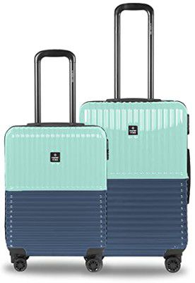 Nasher Miles Istanbul Hard-Sided ABS and PC Luggage Set of 2 Teal and Dark Blue Trolley Bags (55 & 65 cm)