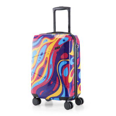 Nasher Miles Manali Hard-Sided Polycarbonate Printed Luggage Bag Printed Luggage Bag Cabin Pink Multicolor 20 inch |55cm Trolley Bag