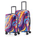 Nasher Miles Manali Hard-Sided Polycarbonate Printed Luggage Bag Luggage Set of 2 Pink Multicolor Trolley Bags (55 & 65 Cm)...