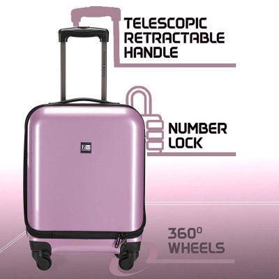 Nasher Miles New York Plus Hard Sided Polycarbonate Small Cabin Luggage with Laptop Compartment Pink 48 cm Trolley Bag