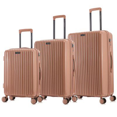 Nasher Miles Pondicherry Hard-Side Polypropylene Luggage Set of 3 Rose Gold Trolley Bags (55, 65 & 75 Cm)