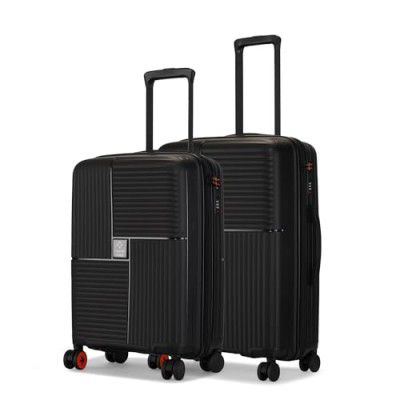 Nasher Miles Singapore Hard-Sided Polypropylene Luggage Set of 2 | 55cm & 65cm(Black)