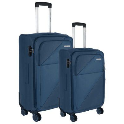 Nasher Miles Texas Expander Soft-Sided Polyester Luggage Set of 2 Navy Blue Trolley Bags (61 & 71 cm)