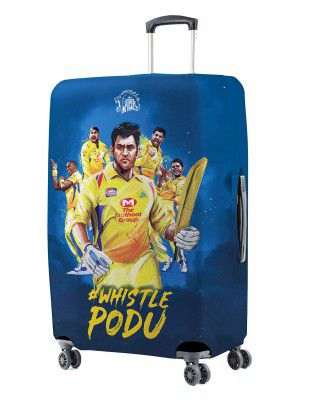 Nasher Miles X Chennai Super Kings (Csk) Polyester Blue Modern Whistle Podu 75 Cm (28 Inch) Large Protective Luggage Cover