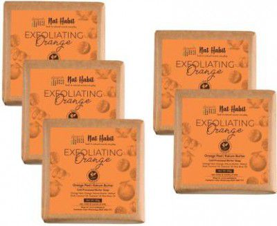 Nat Habit Exfoliating Orange Soap - Tan Removal, Cleansing & Anti-Aging Formula (5 x 125 g)