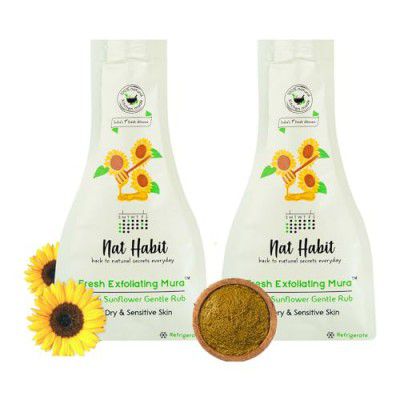 Nat Habit Face Scrub, Honey Sunflower Exfoliating Mura For Dry & Sensitive Skin And Deep Cleansing Provide Clean (Pack of 2 x 25 gm)