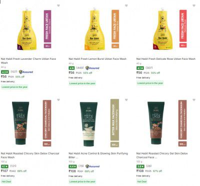 Nat Habit Face Wash upto 72% off starting From Rs.56