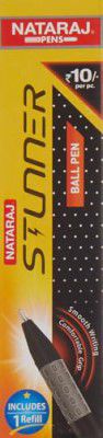 NATARAJ Stunner ball pen | Quick Drying | Smooth Writing & Smudge Resistant| Fun Writing |Use for School, College students & office person (Black - Pack of 10)
