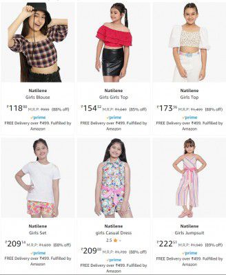 Natilene Girls Clothing Upto 88% Off