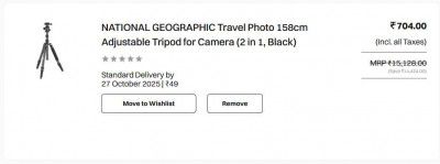 NATIONAL GEOGRAPHIC Travel Photo 158cm Adjustable Tripod for Camera (2 in 1, Black)