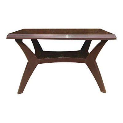 National Jaipur Plastic Contemporary Roma Four Seater Dining Table - Brown, Standard