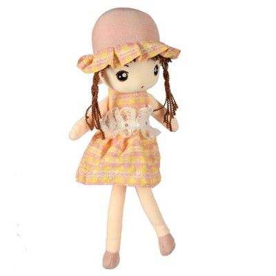 NATKHAT Cute Doll Lace Frock-Orange 35cm | Plush Toy for Kids