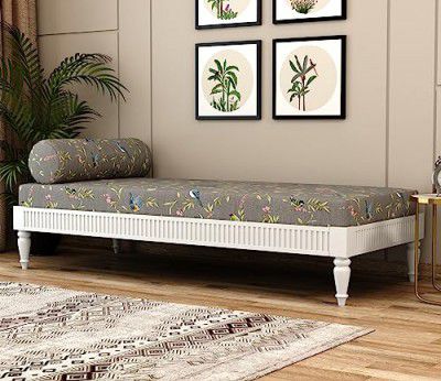 NATRAJ ART & CRAFT Sheesham Wood Designer Divan Bed (White)